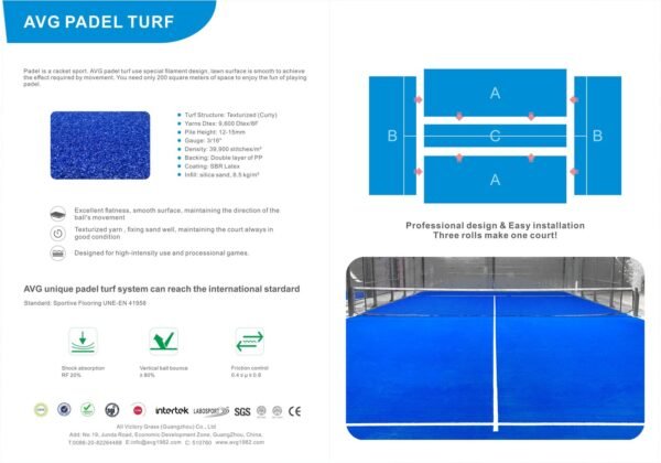 AVG Padel Turf For Basketball or Badminton